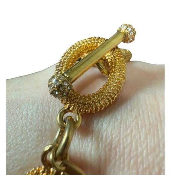 Chunky Goldtone Banana Republic Chain Link Statement Bracelet Signed Toggle Y2k - Picture 3 of 7